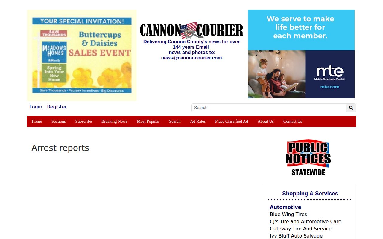 Cannon County historical arrest reports archive