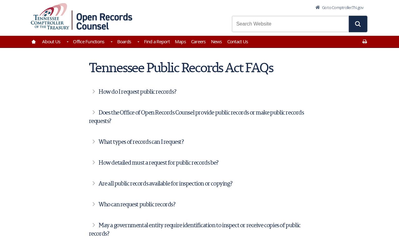 Tennessee public records guidance for Cannon County arrest record requests
